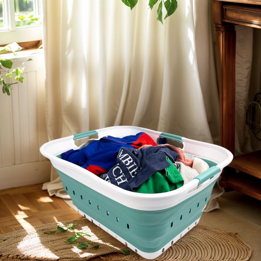 SAMMART 42L collapsible basket folded flat saves space in storage.