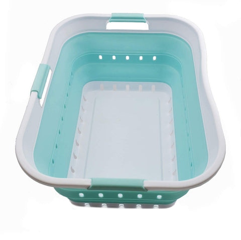 SAMMART 42L collapsible basket opened for easy laundry sorting and carry.