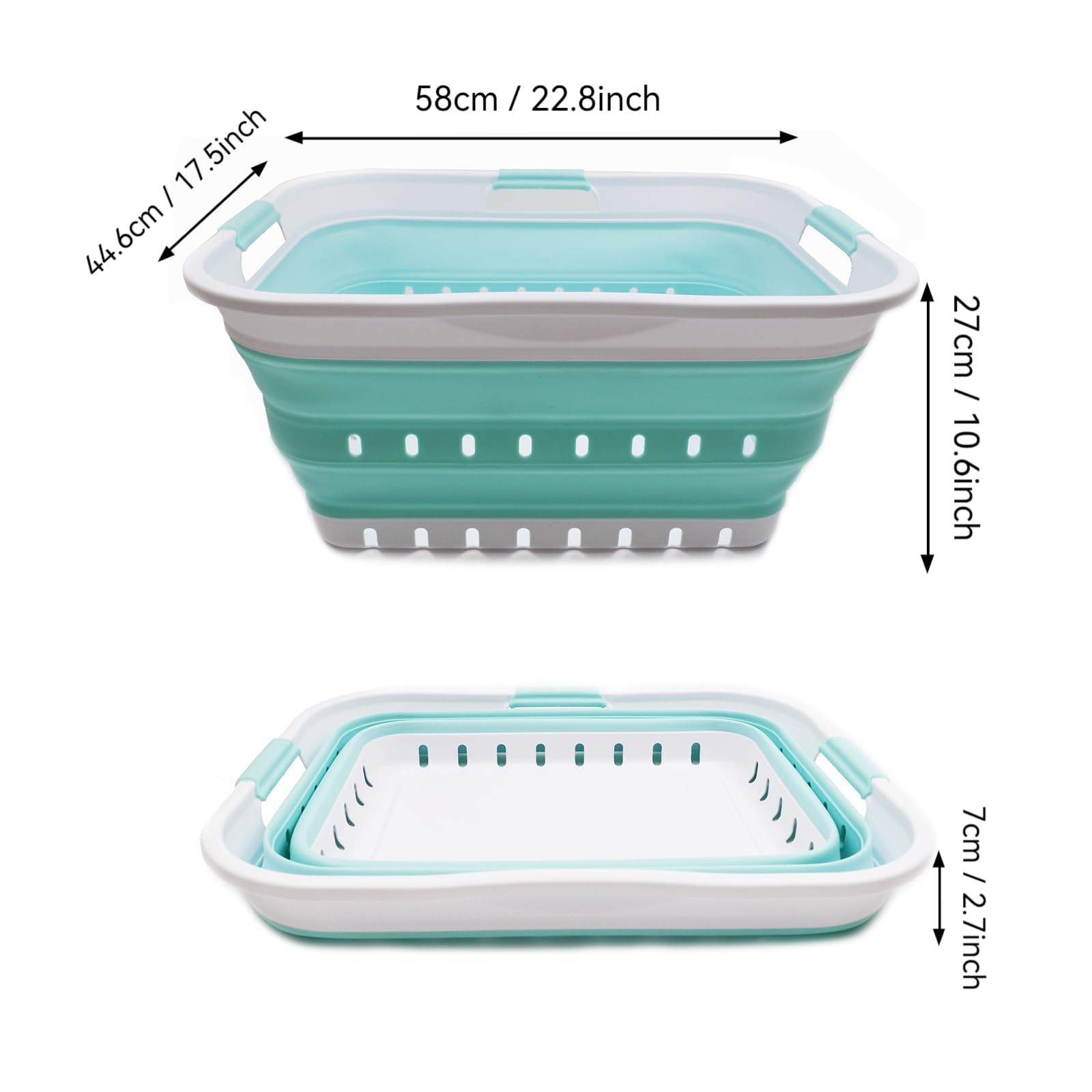 SAMMART 42L collapsible basket side view shows sturdy straight edges.