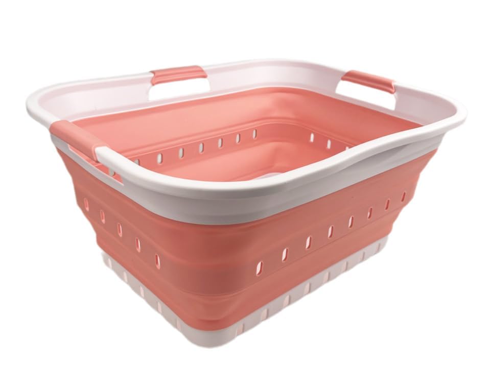 SAMMART 42L collapsible basket folded flat for compact storage.