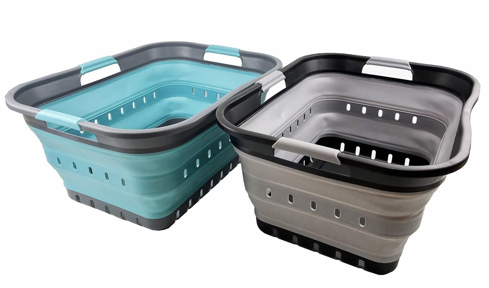 SAMMART 42L collapsible laundry basket opened for easy laundry day organization.