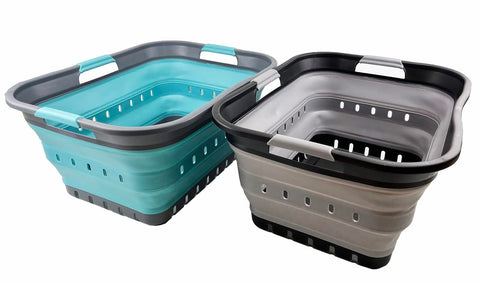 SAMMART 42L collapsible laundry basket opened for easy laundry day organization.