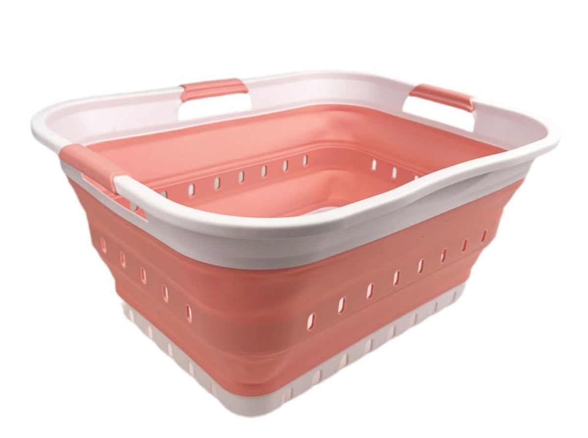 SAMMART 42L collapsible laundry basket open with easy pop-up use and comfy handles.