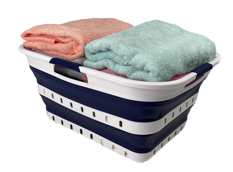 SAMMART 42L collapsible laundry basket open for easy loading and sorting.