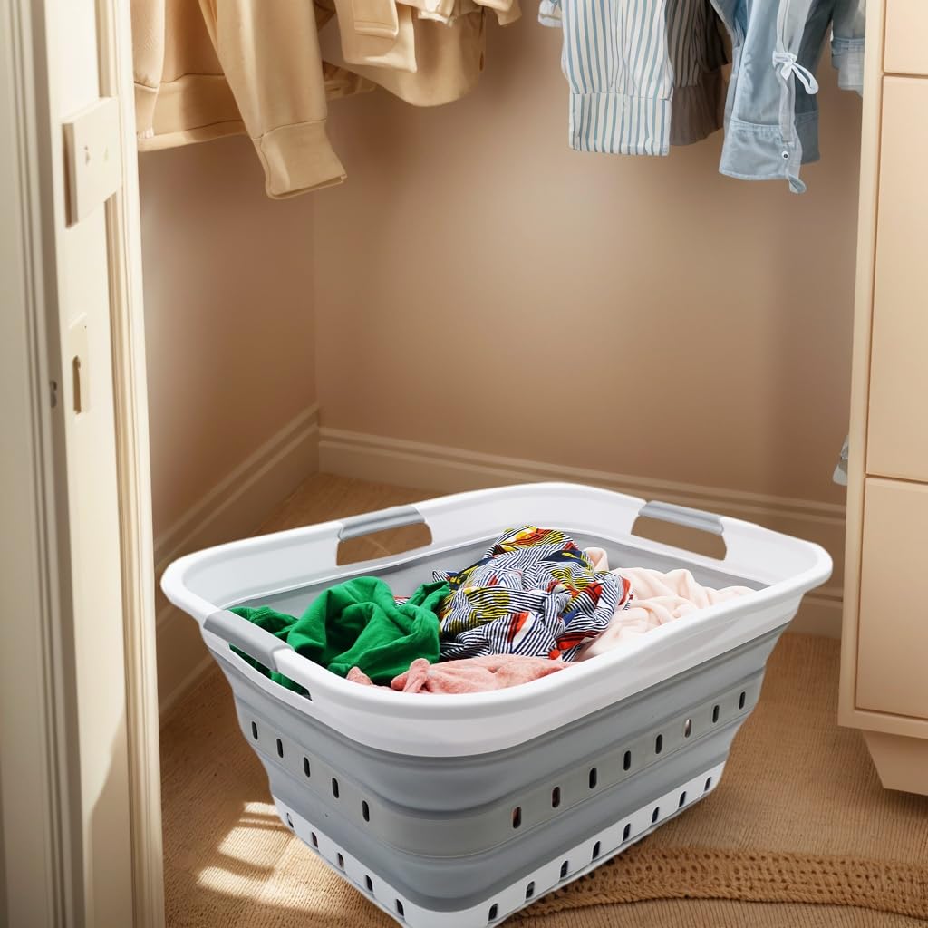 SAMMART 42L fits in car trunk for organized travel laundry.