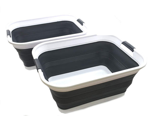 SAMMART 42L foldable basket open in use, two-piece set for laundry.