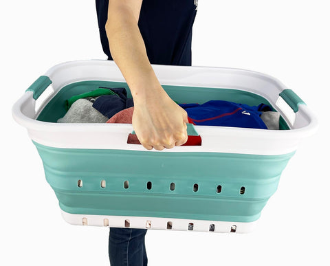 SAMMART 42L white celadon design enhances any laundry room.