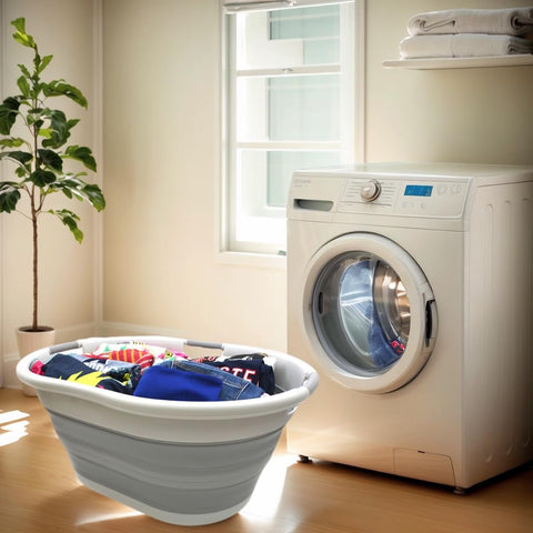SAMMART 57L basket folded flat for compact storage after use.