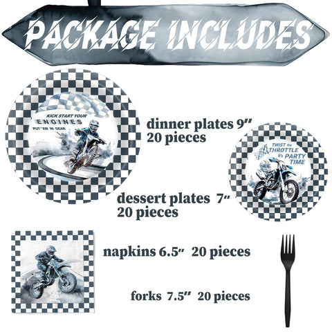 SamPartyShop dirt bike napkins with bold motocross design for quick, mess-free dining
