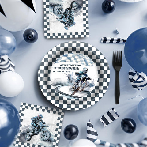 SamPartyShop dirt bike napkins highlighting absorbent material for spills