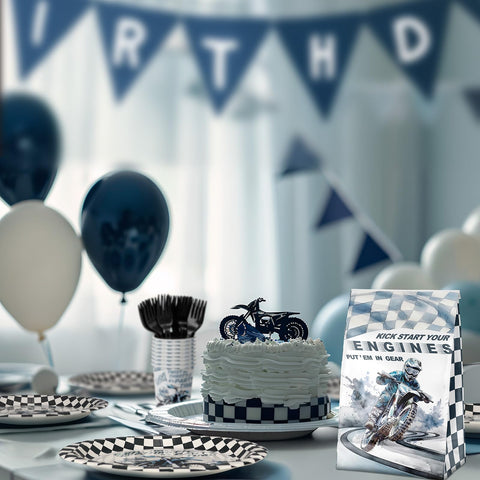 SamPartyShop dirt bike dessert plates with action artwork for cake time