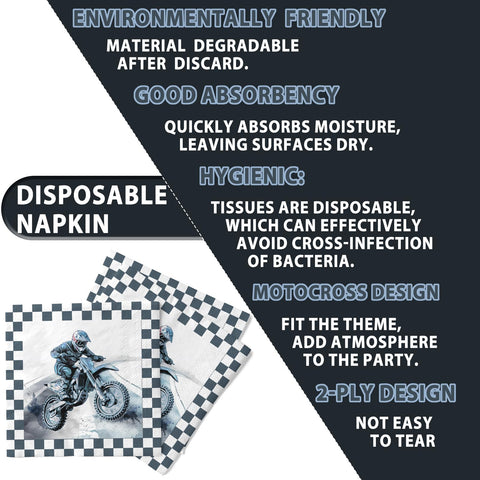 SamPartyShop motocross tableware set showcases racing graphics for a themed celebration