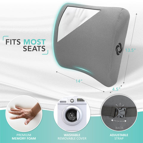 Samsonite lumbar cushion on a gaming chair promotes posture during extended play sessions.