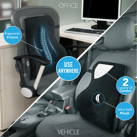 Fits gaming chairs, car seats, and office chairs for versatile comfort.