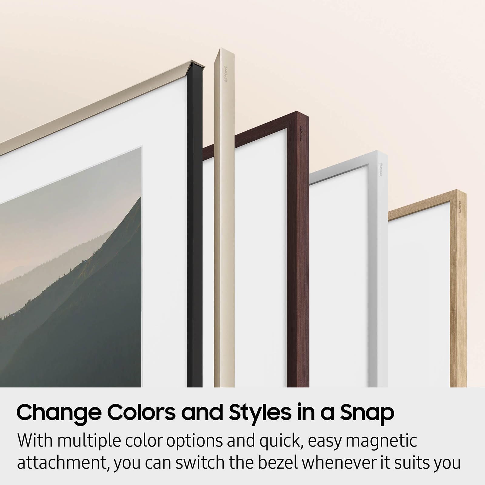 Samsung Frame 65 Sand Gold Metal beveled bezel for refined display framing