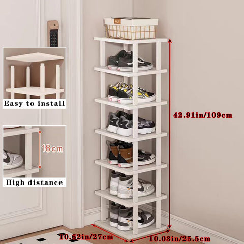 SAN HE bamboo shoe rack assembly with hardware for quick setup.