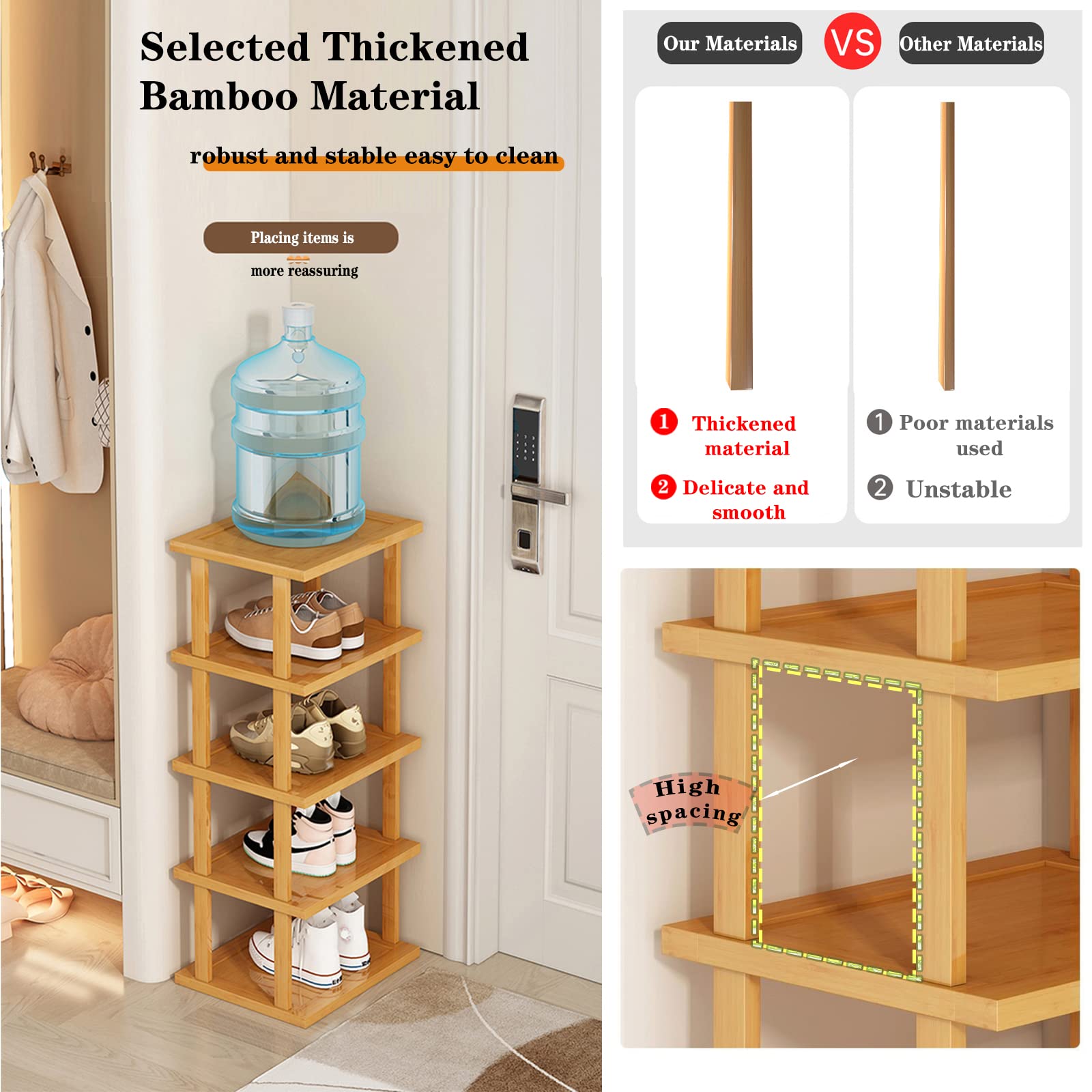 SAN HE slim shoe rack stores slippers to boots in a stylish corner