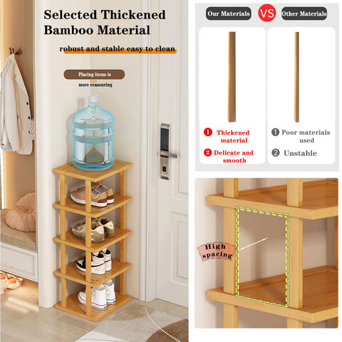 SAN HE slim shoe rack stores slippers to boots in a stylish corner