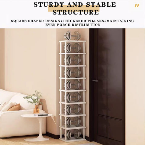 SAN HE vertical rack slim design fits entryways and closets.