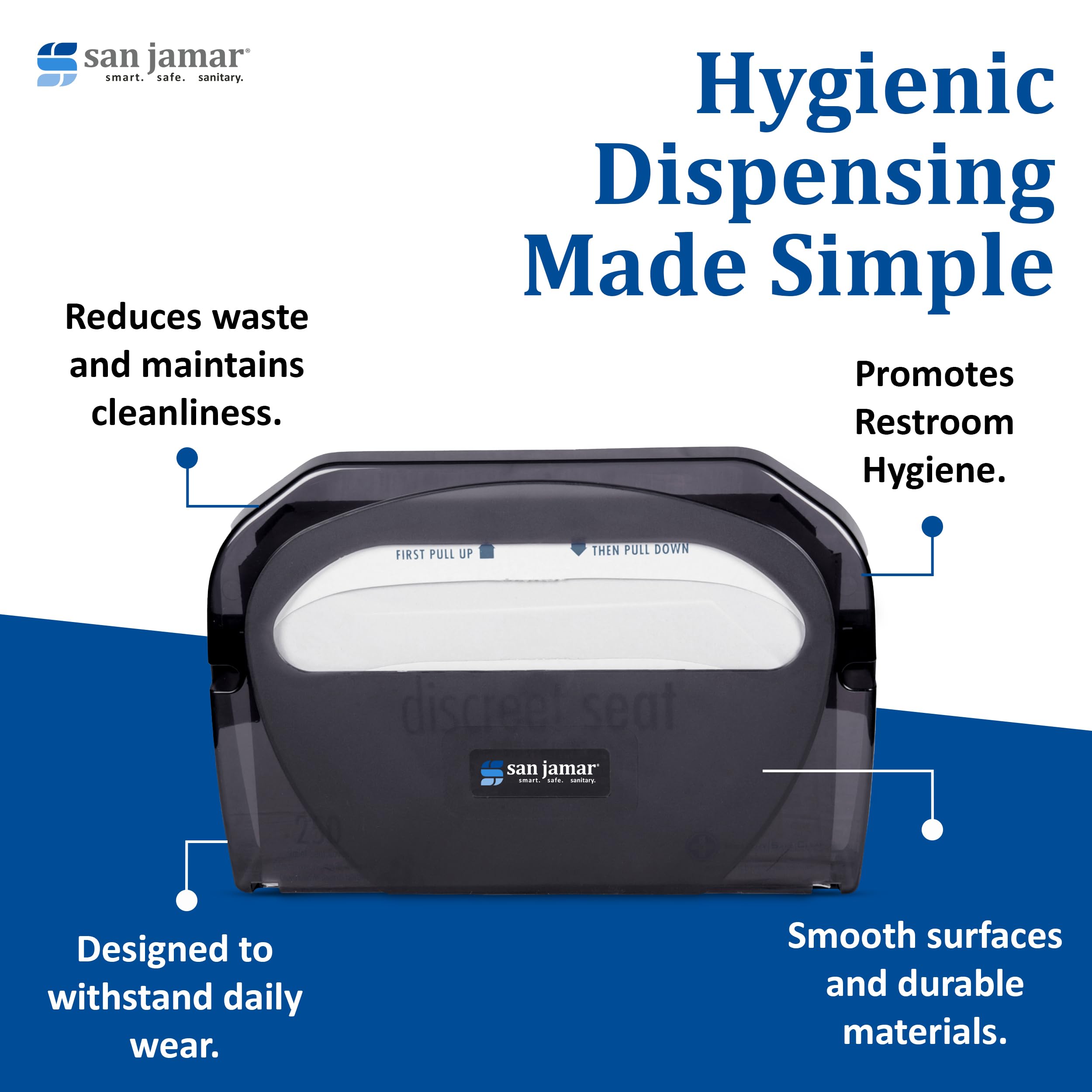 San Jamar TS510TBK one-at-a-time dispensing reduces waste in busy restrooms.