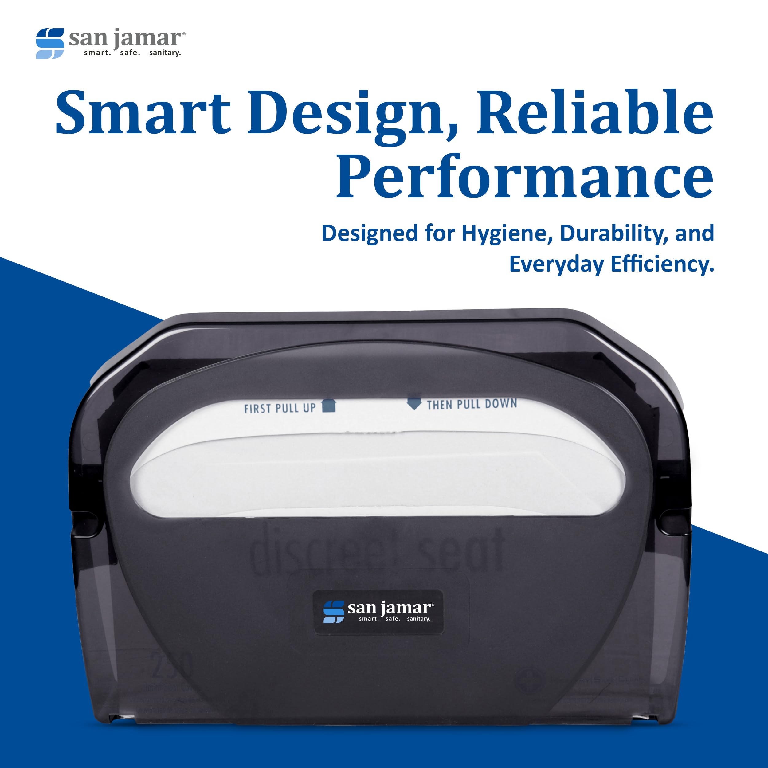 San Jamar TS510TBK size reference showing 16.5 by 12 inches for space-saving wall-mount use.