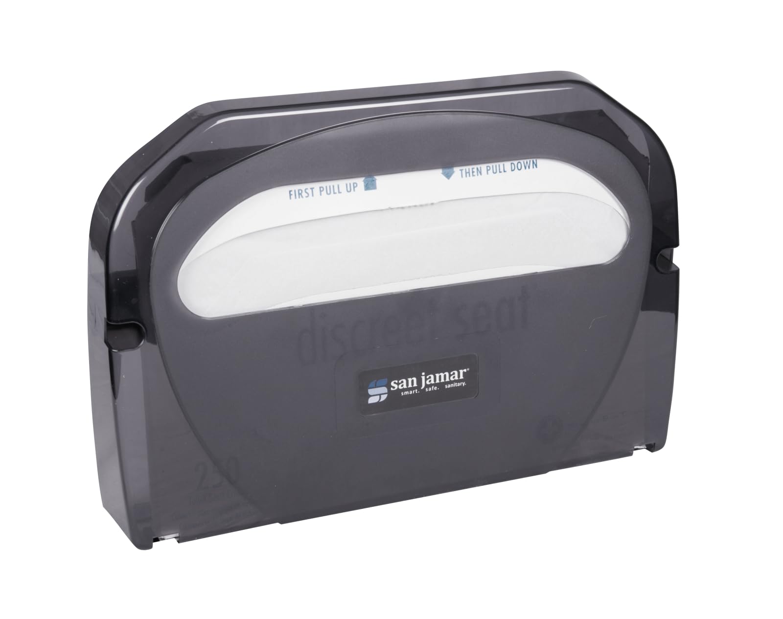 San Jamar TS510TBK dispenser front view, space-saving wall-mount design for accessible restrooms.