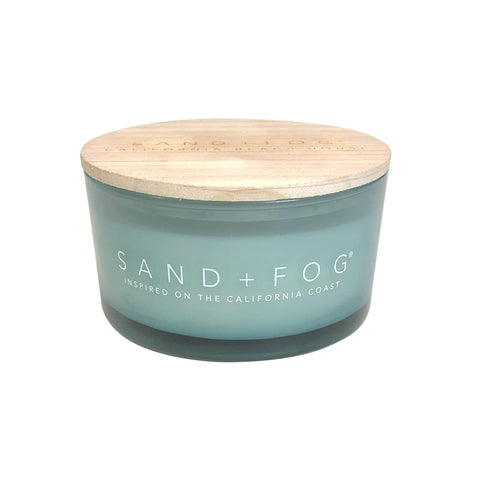 Sand + Fog California Beach House candle showcases coastal decor for living spaces.