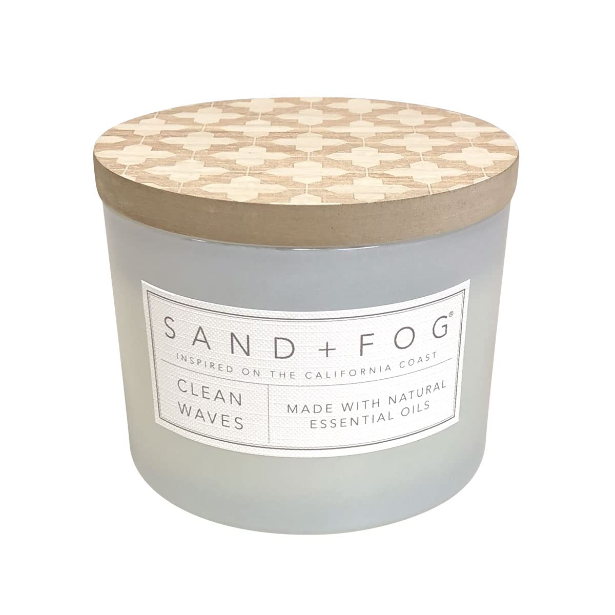 Sand + Fog Clean Waves 12oz jar candle for coastal ambiance.