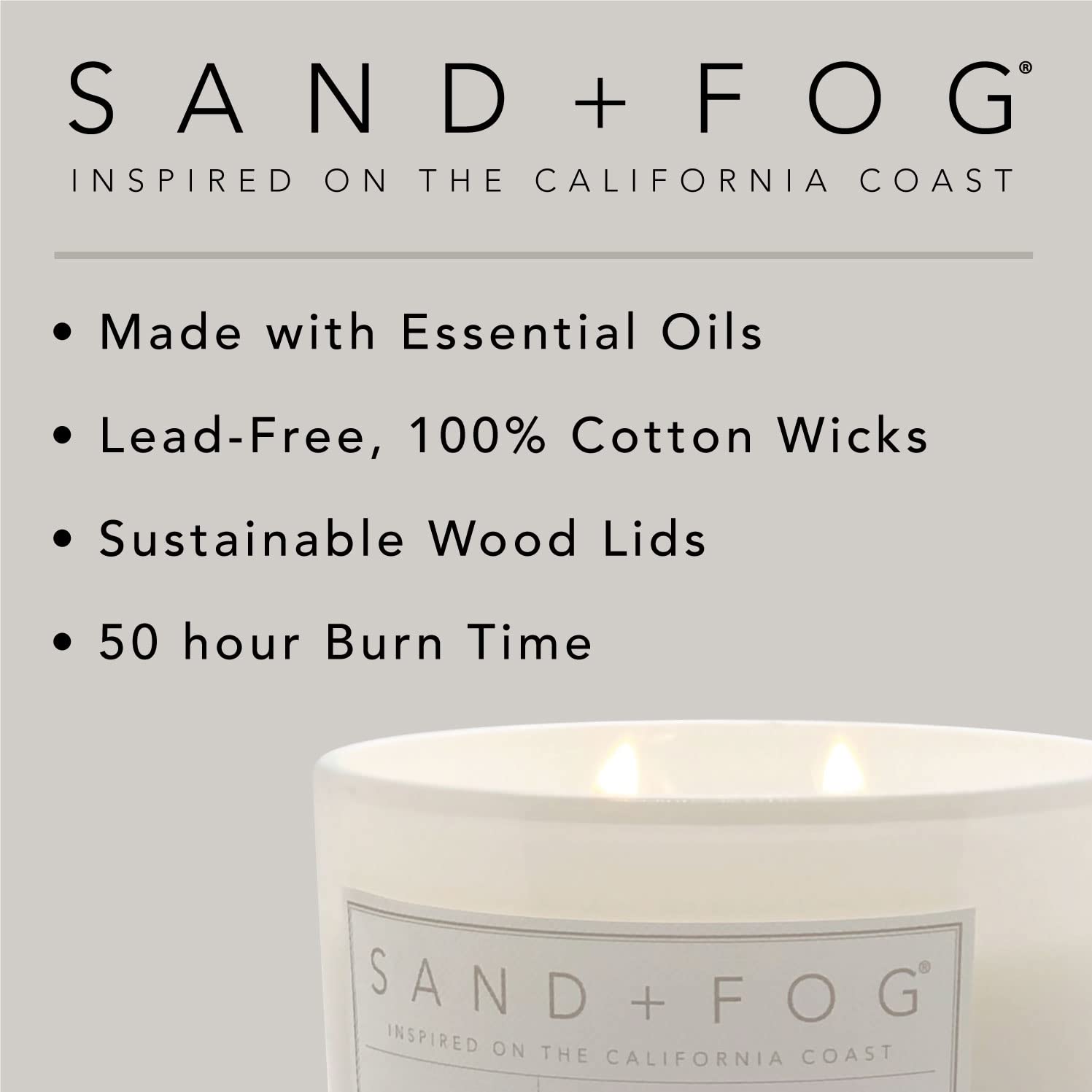 Gift-ready Sand + Fog candle suitable for gifting.