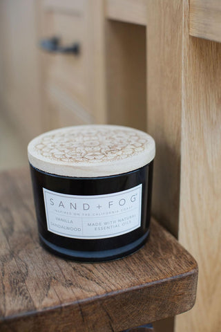 Fragrance notes blend on Sand + Fog label for a luxurious experience.