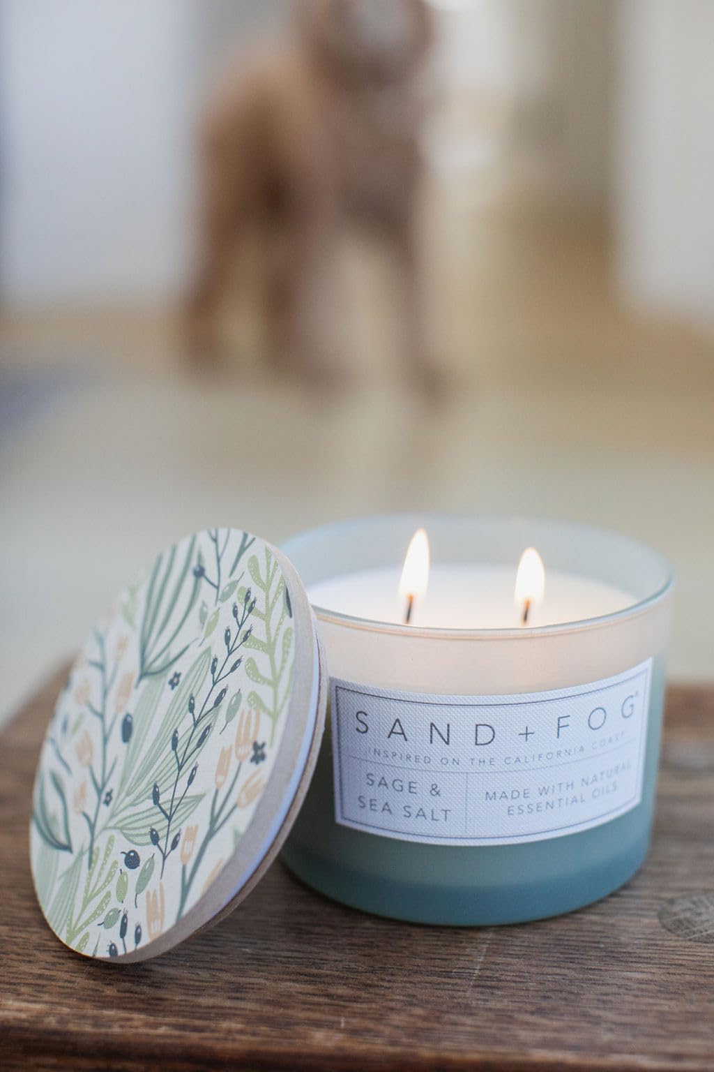 Sand + Fog Sage green wax evokes a calming, nature-inspired ambiance