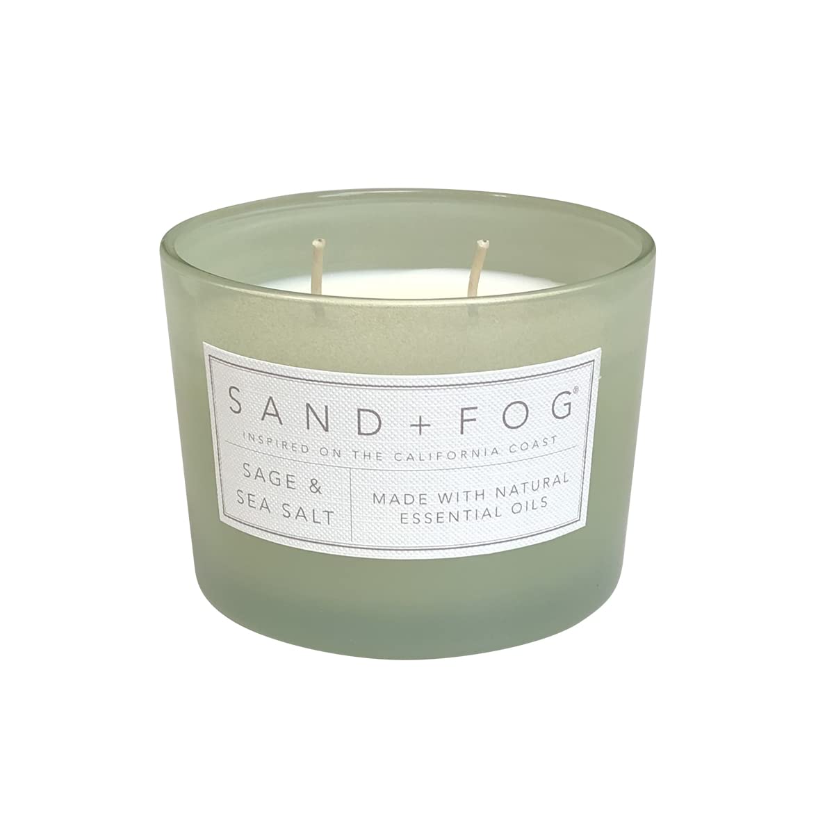 Sand + Fog Sage & Sea Salt front view enhances décor with a chic, refreshing scent