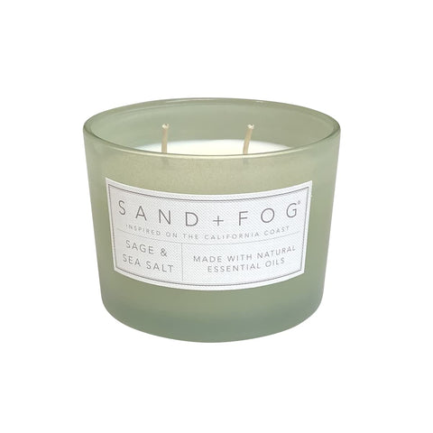 Sand + Fog Sage & Sea Salt front view enhances décor with a chic, refreshing scent