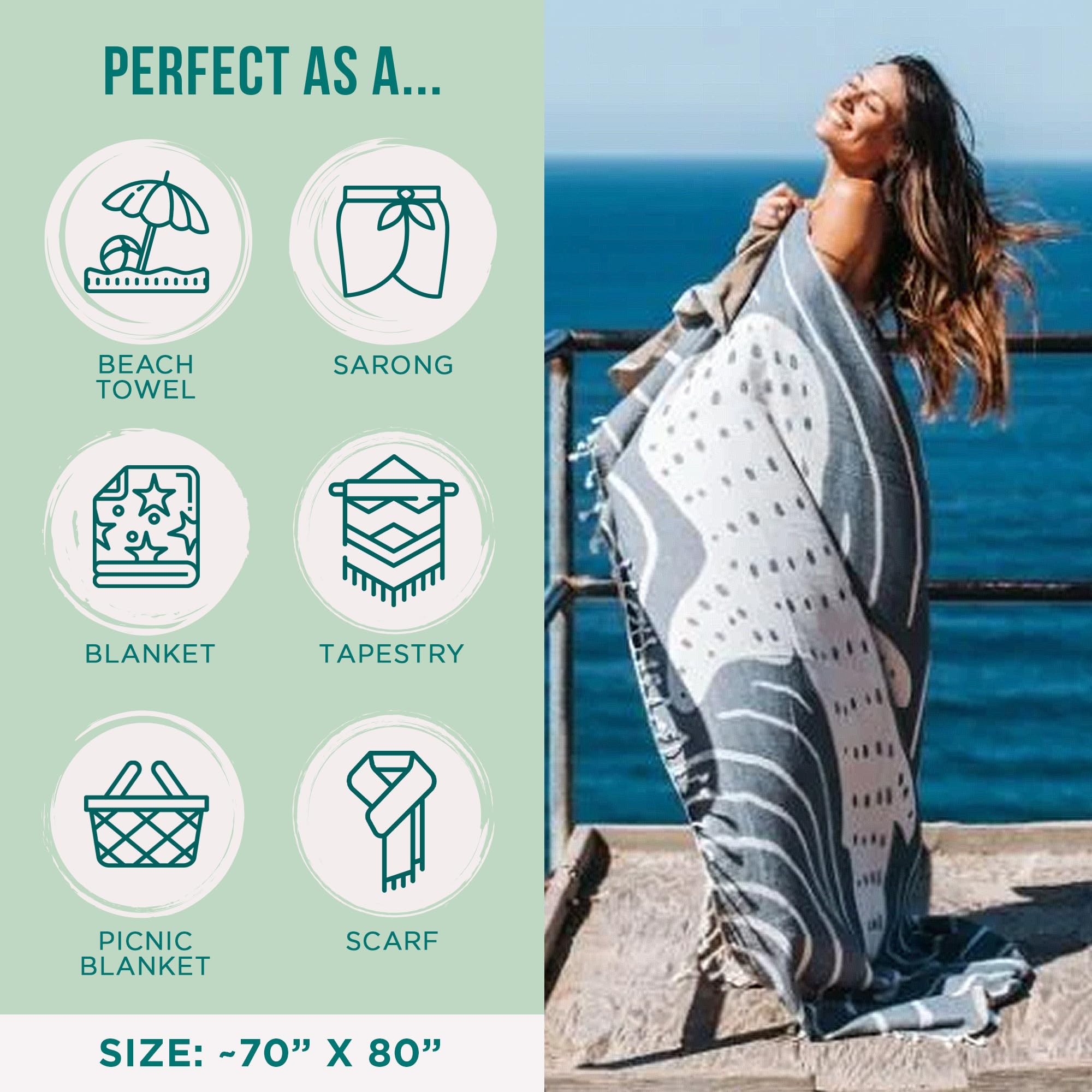 Sand Cloud Fast Dry sand-resistant towel dries quickly while at the shore.