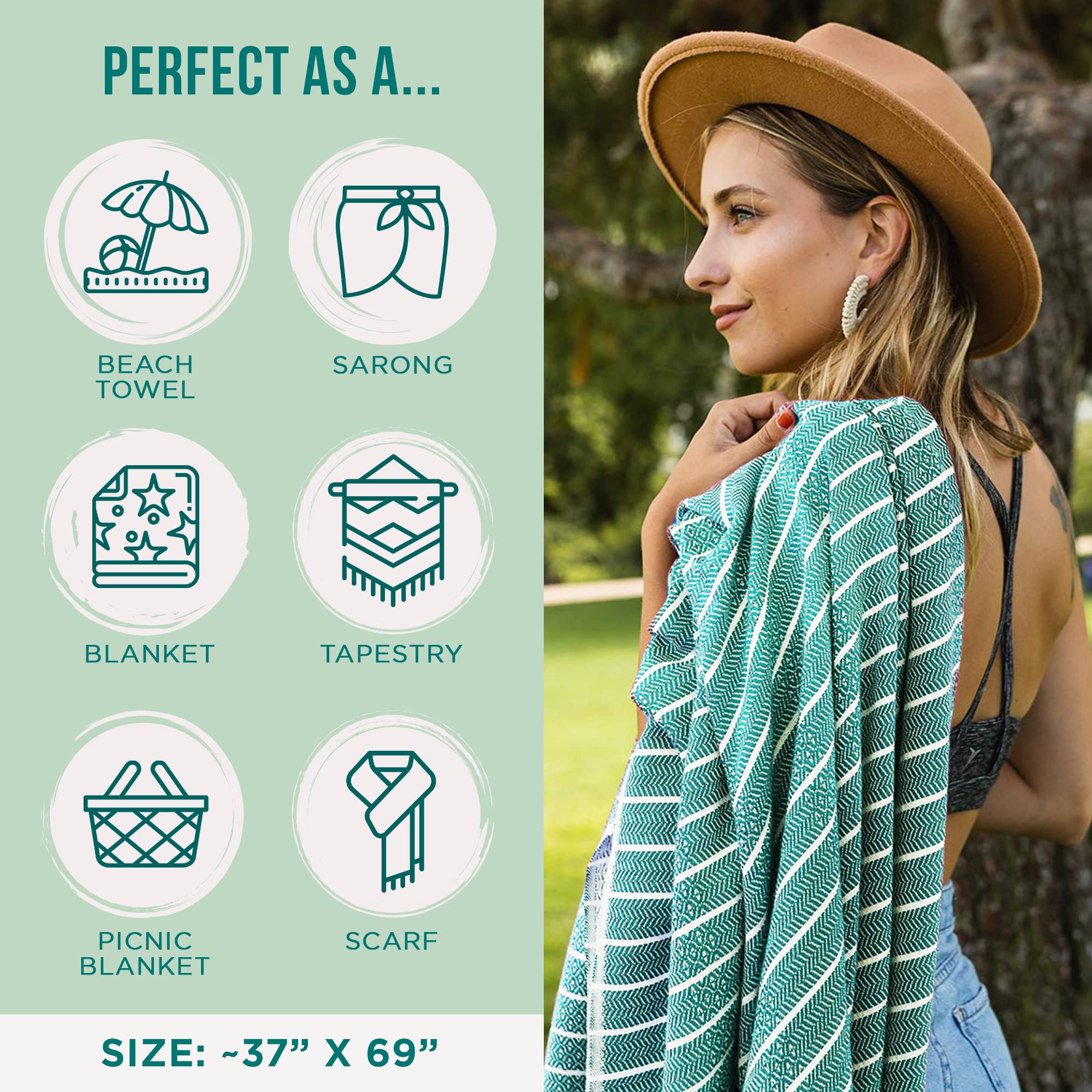 Lightweight, packable towel ready for travel and lounging.
