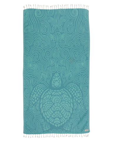 Sand Cloud Swirl Turtle Turkish Beach Towel offers soft, sand-resistant comfort.