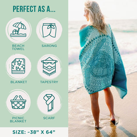 Sand Cloud Turkish Beach Towel dries quickly for beach and bath