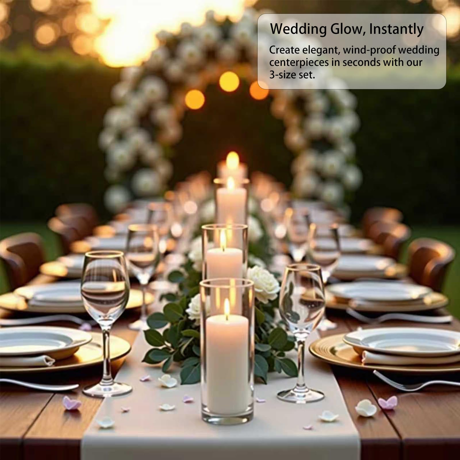 Sandraheer three-height set enables layered wedding centerpieces.