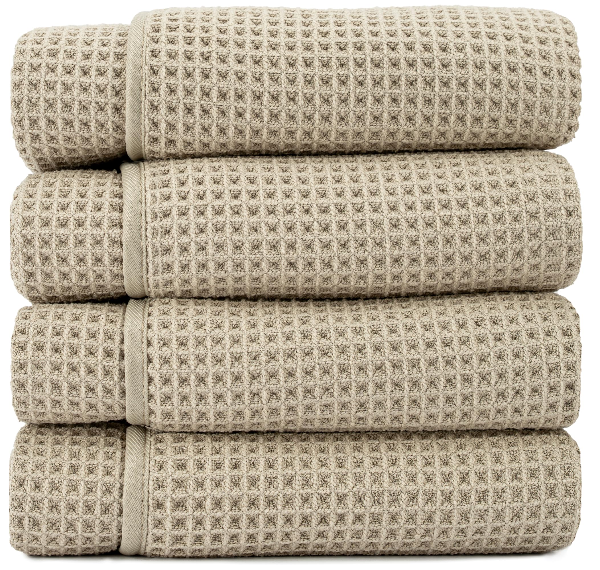 S&T INC. Aura microfiber waffle towels four-pack for soft, quick-drying daily use.
