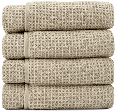 S&T INC. Aura microfiber waffle towels four-pack for soft, quick-drying daily use.