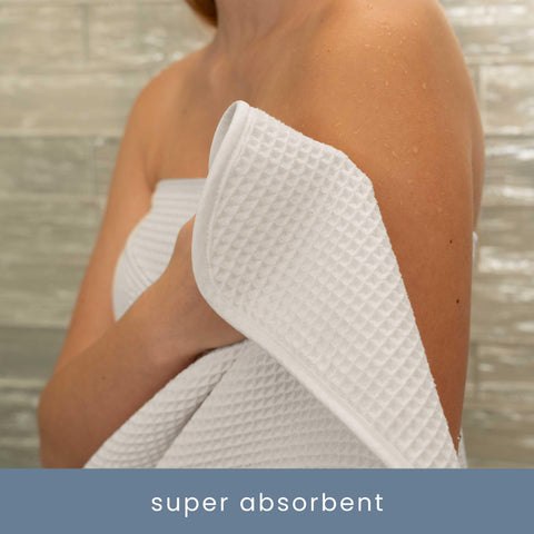 S&T INC. Aura waffle towels with hanging loop for easy air-drying.