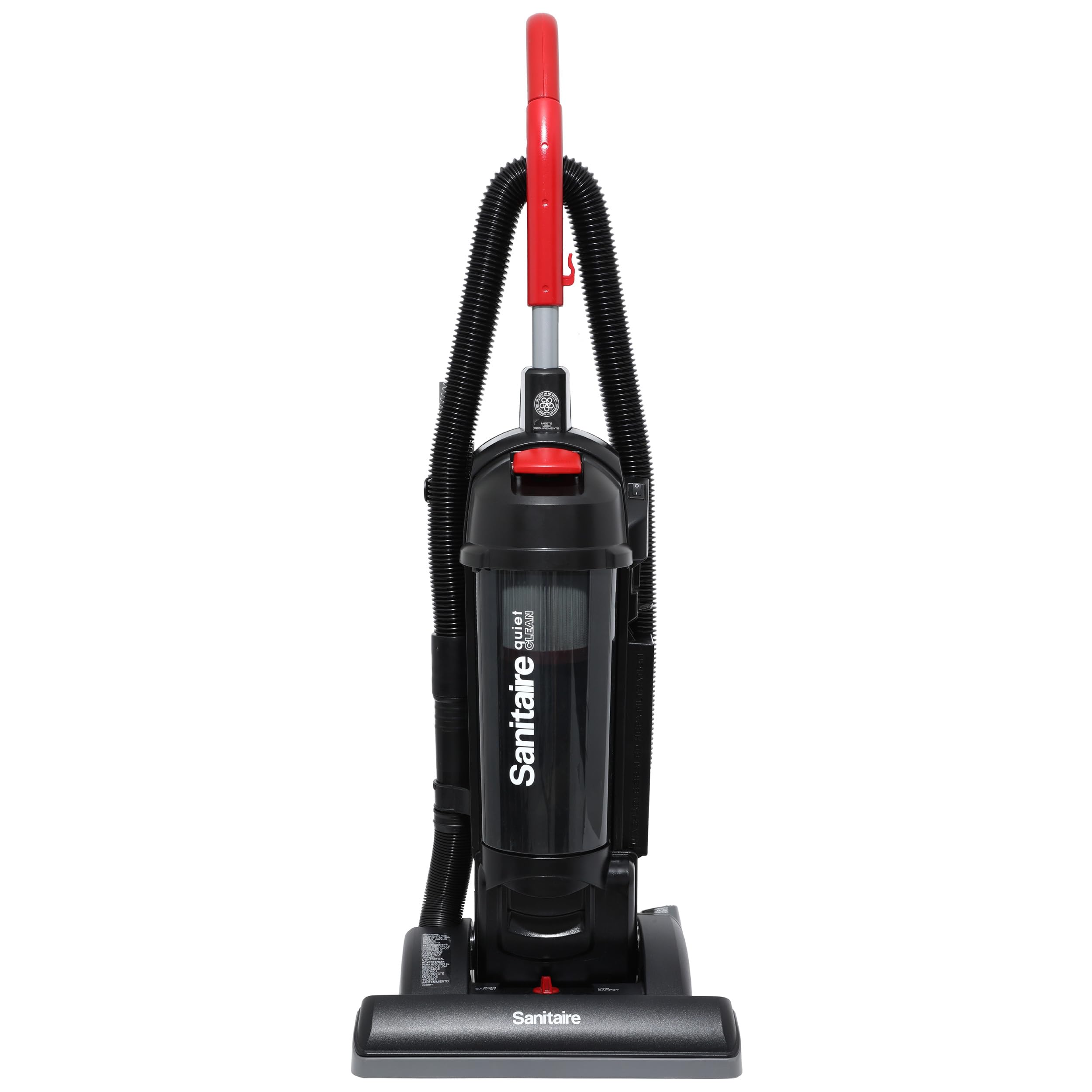 Sanitaire Force upright vacuum with a 15-inch path for efficient cleaning.