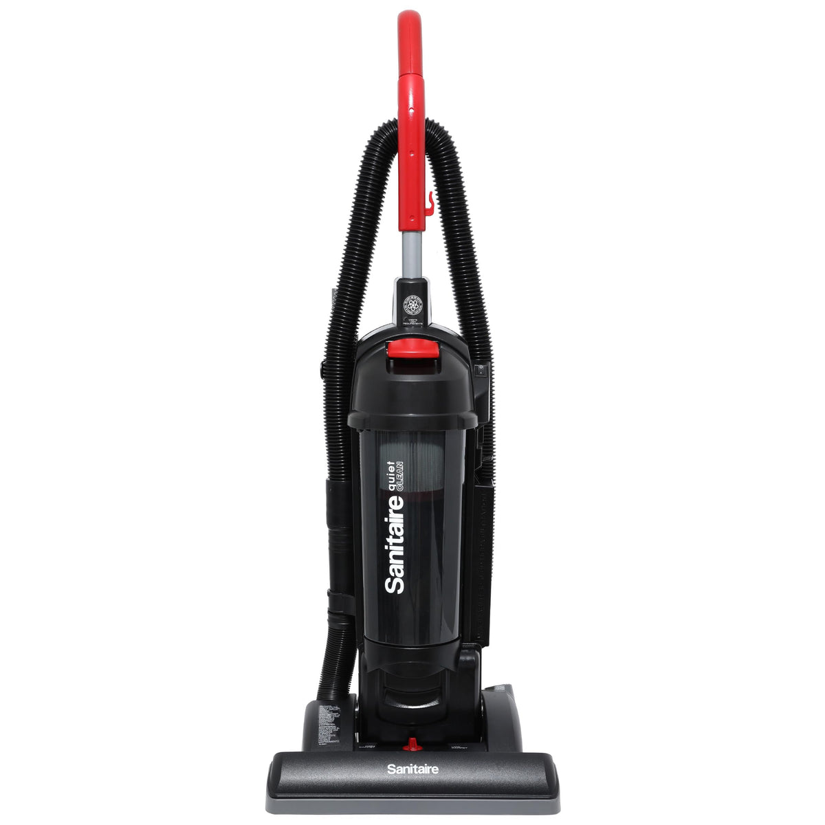 Sanitaire Force upright vacuum with a 15-inch path for efficient cleaning.