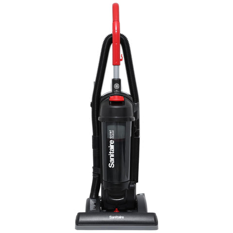 Sanitaire Force upright vacuum with a 15-inch path for efficient cleaning.