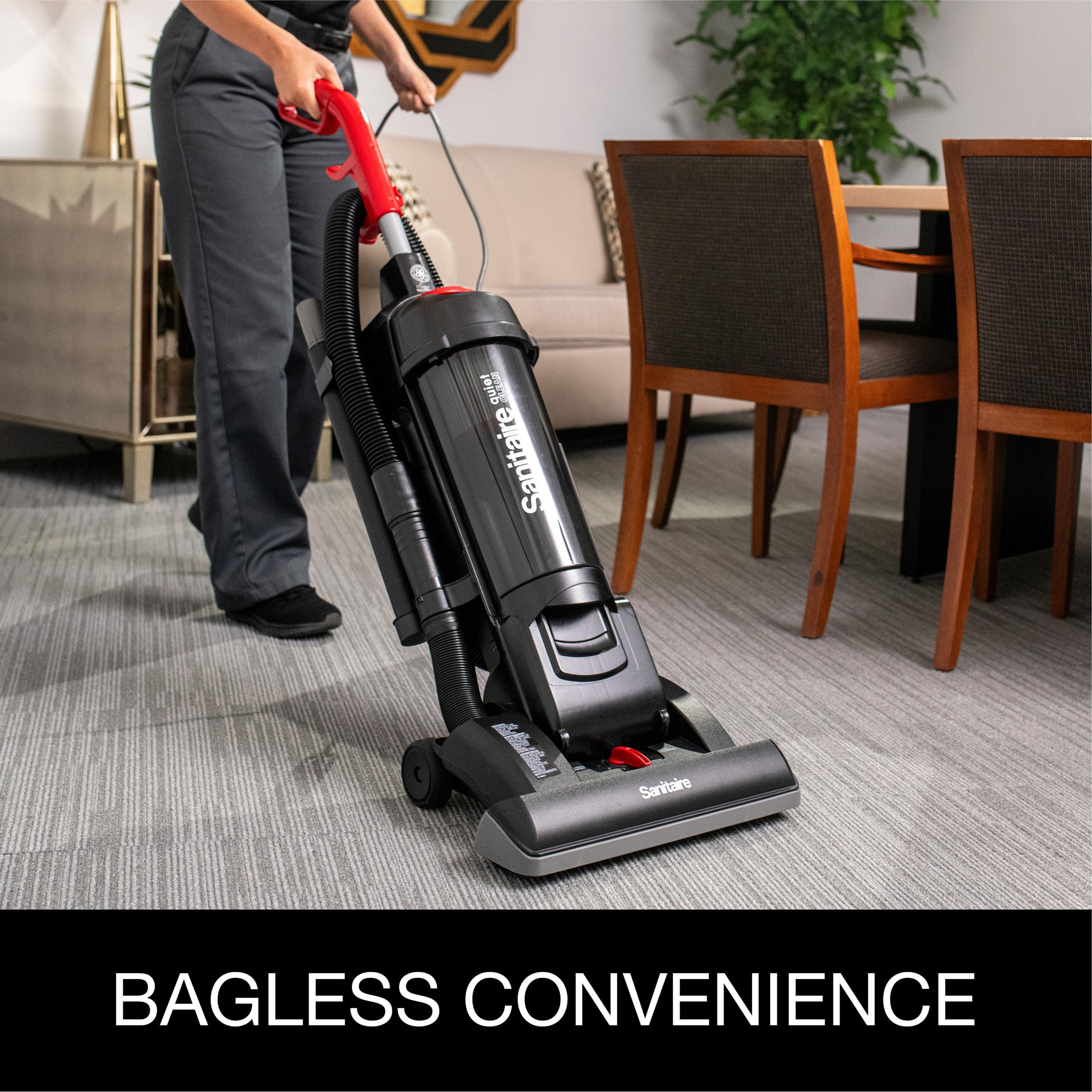 Sanitaire Force hose and tool attachments for above-floor cleaning.