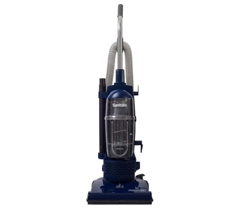 Sanitaire Professional bagless upright vacuum with 1-quart dirt cup for easy emptying.