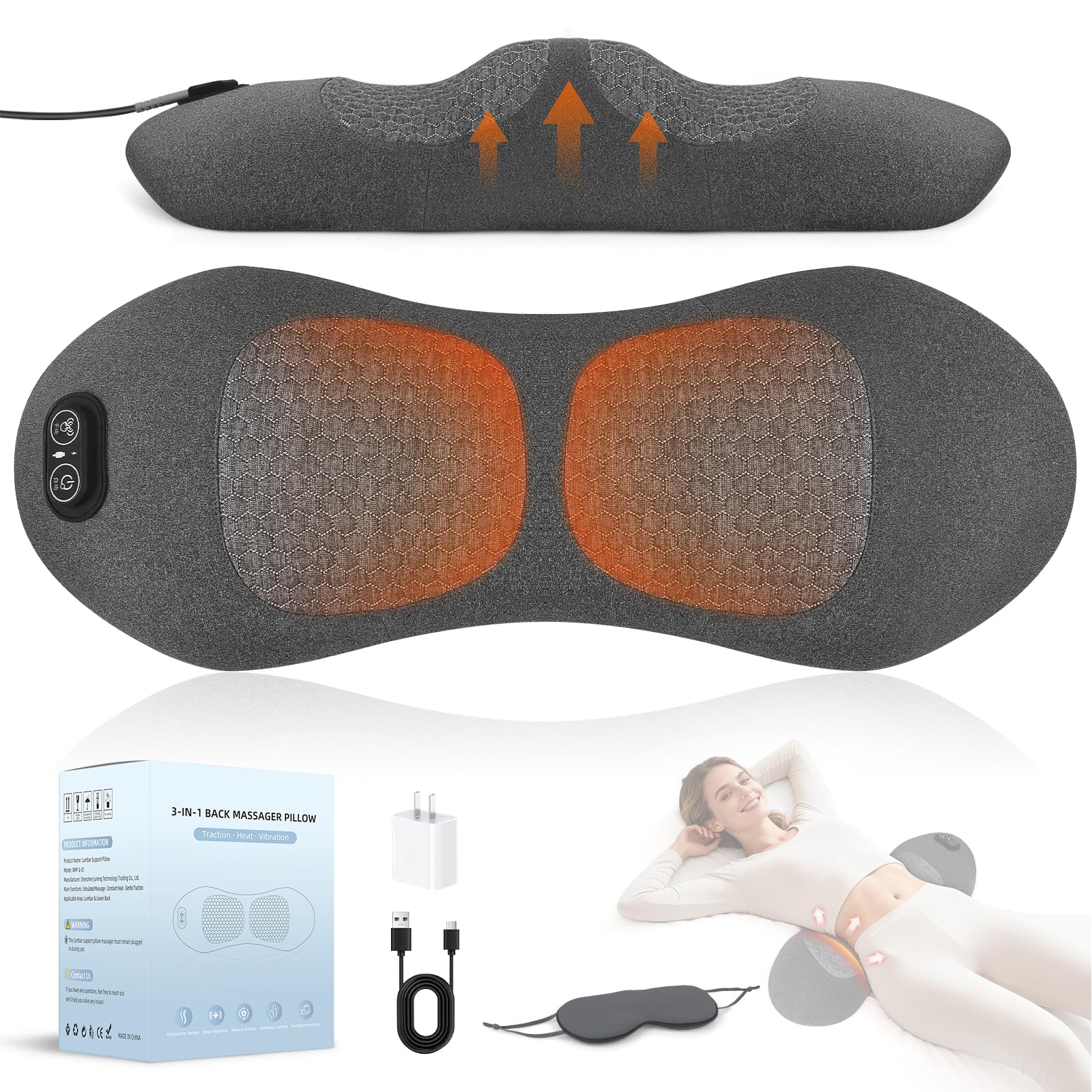 Sanivor 3-in-1 lower back massager with heat and vibration for deep relaxation.