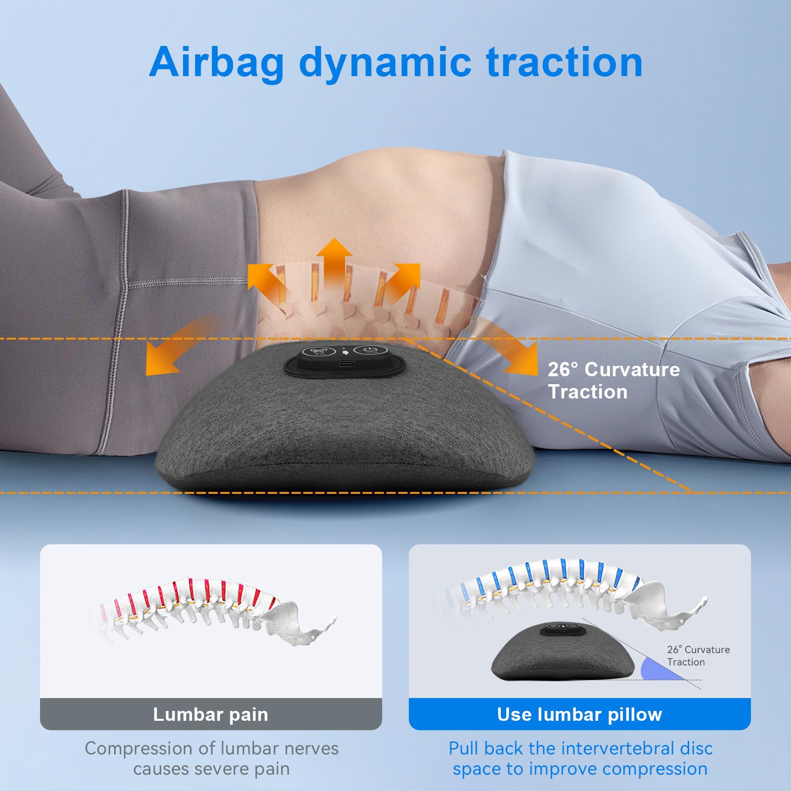 Sanivor dynamic airbag traction gently supports the waist and relieves pressure.