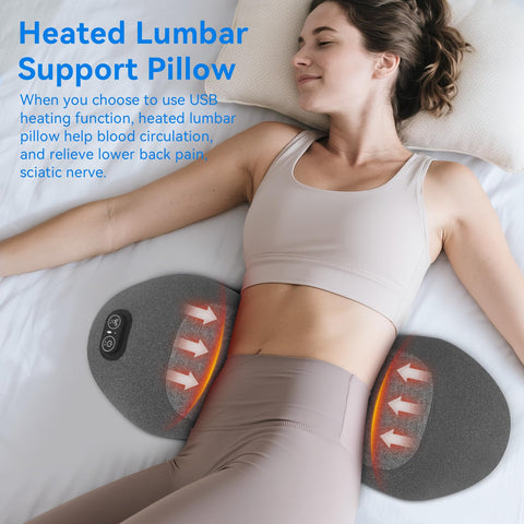 Sanivor heated lumbar pillow delivering warm comfort for stiffness relief.
