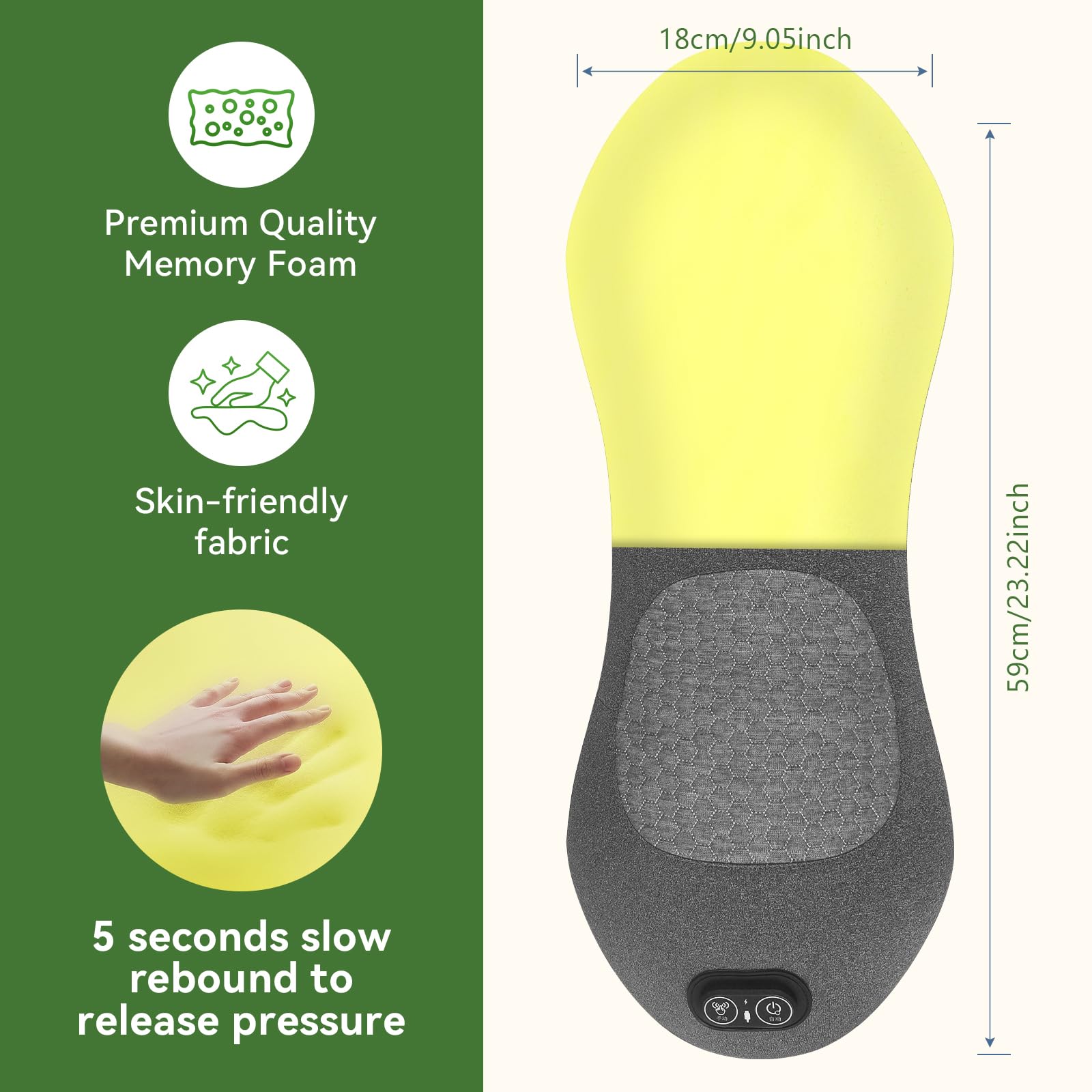Built-in heat function highlighting soothing warmth for muscle comfort